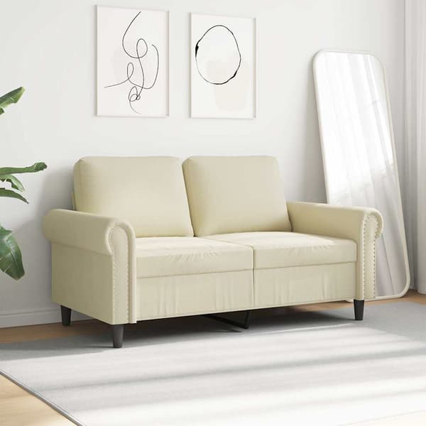 vidaXL 2-sitssoffa krämfärgad 120 cm konstläder