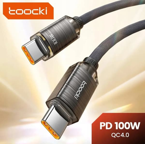 Toocki harmaa nopea USB-C - USB-C QC 4.0 tehokas PD 5A 100W 1m