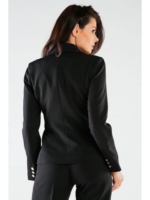 Elegant dobbeltradet jakke, sort M