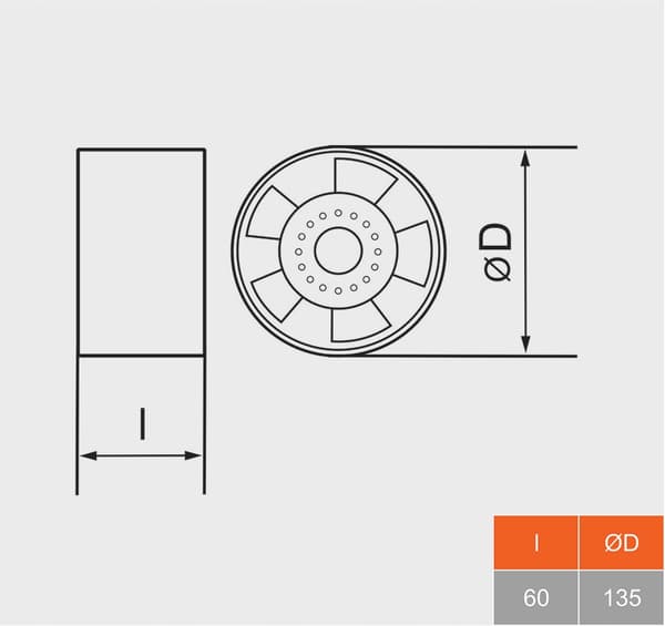 Pejseventilator VO 135 Op til +150C