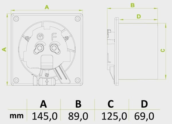 dRim 125 HS Fläkt Fuktsensor Vit Plexiglas Matt Fläkt Plus Panel Set