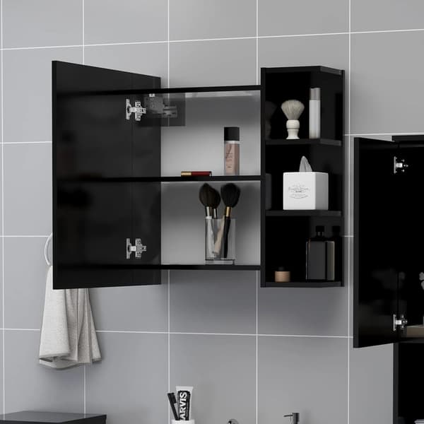 vidaXL spejlskab sort 62,5 x 20,5 x 64 cm spånplade