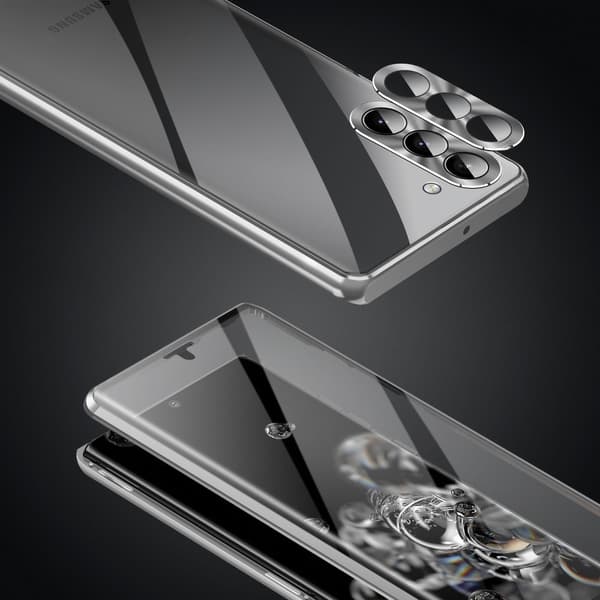 Etui til Samsung Galaxy S23 Plus, magnetisk dobbeltglas, sølv