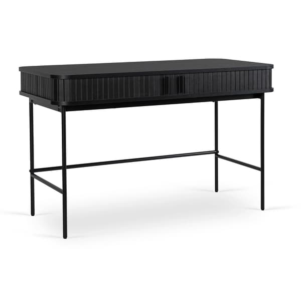 TRISH Udtrækbart skrivebord 120 cm sort riflet moderne loft