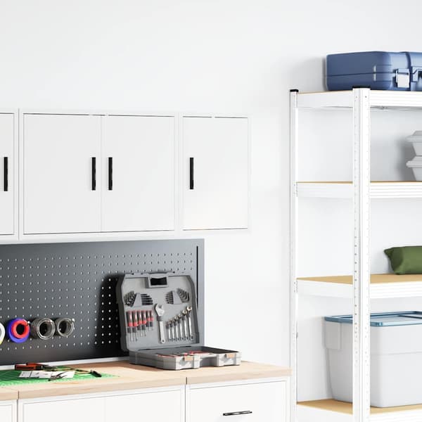 vidaXL Garageväggskåp vit limmad trä