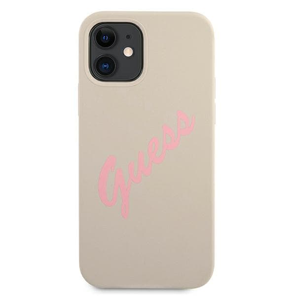 Guess Silikone Vintage Etui til iPhone 12 mini, Grå Pink