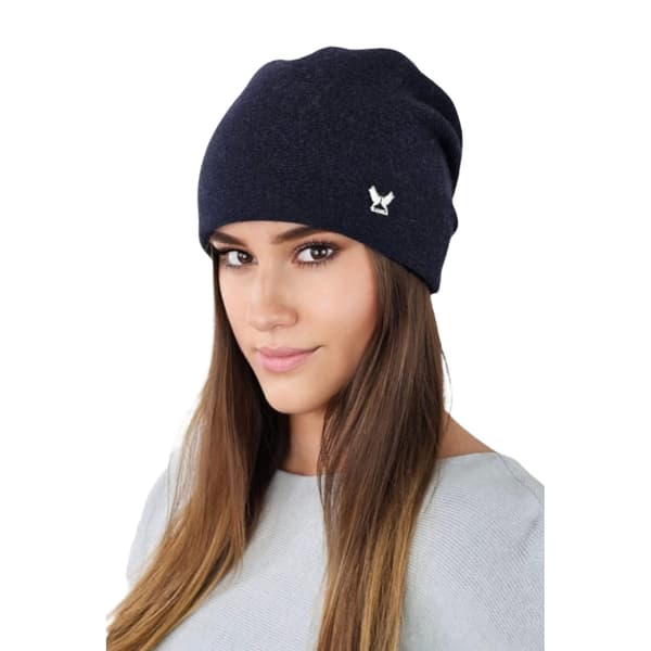 LILY enfärgad ullmössa med logotyp, marinblå
