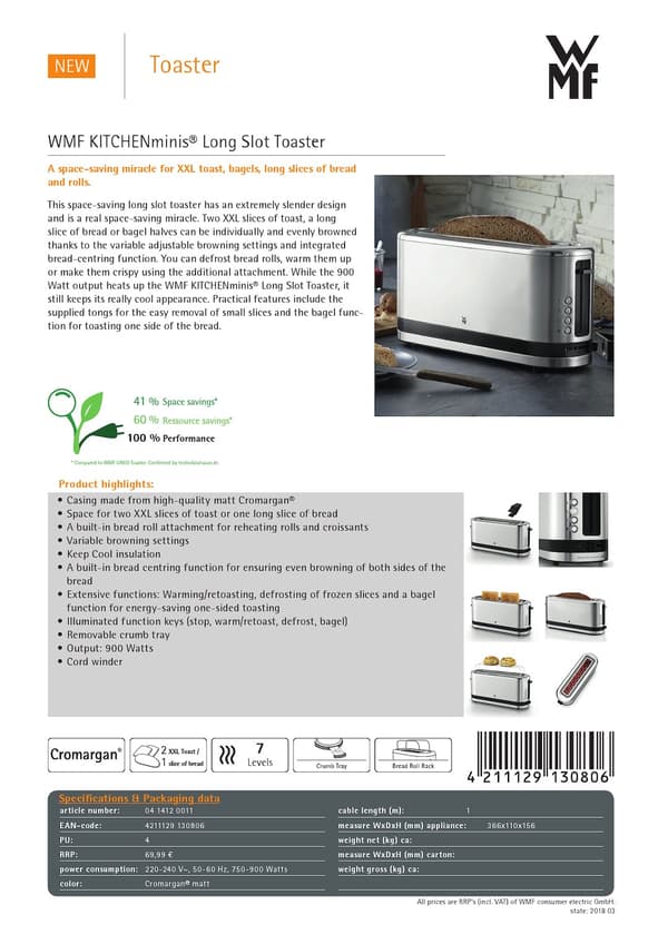 Pitkäaukkoinen leivänpaahdin, KitchenMinis / WMF