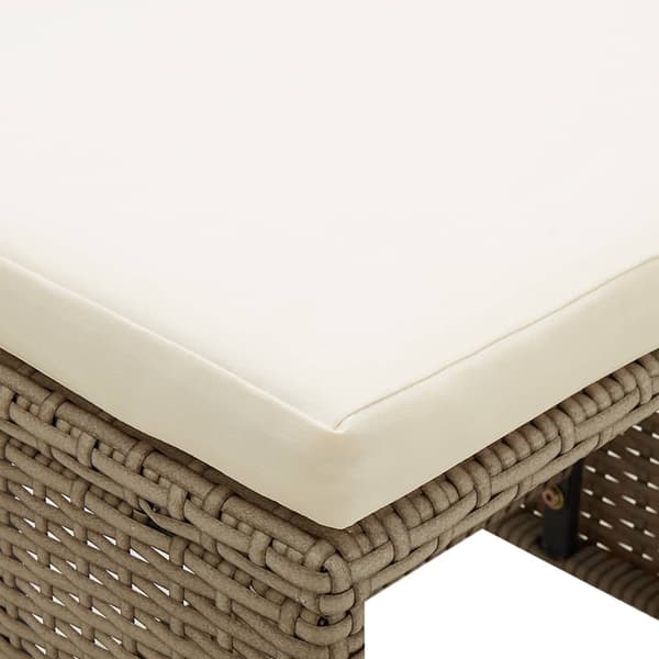 vidaXL Barstolar, set om 2, med kuddar, polyrotting, beige