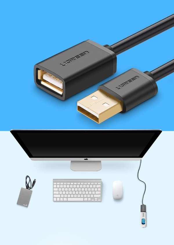 USB-förlängningssladd 2m svart