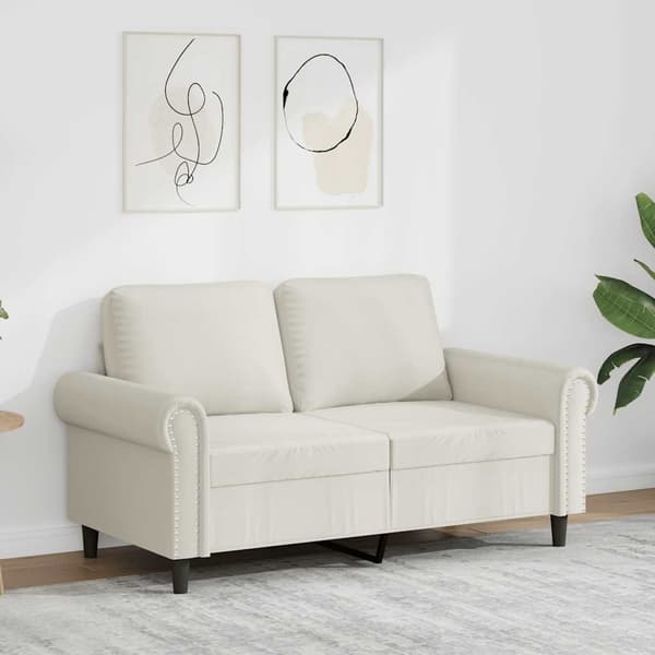vidaXL 2-sitssoffa krämfärgad 120 cm klädd i sammet
