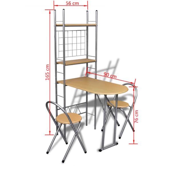 vidaXL foldbar morgenmadsbar med 2 stole