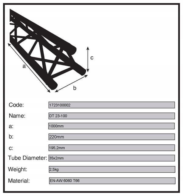 Duratruss DT 23/2-100 - gitter (1m)