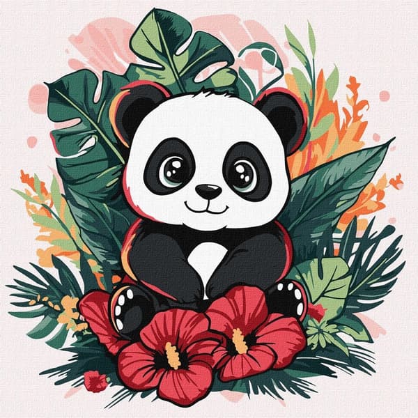 Maleri efter tal - Panda i troperne Børn