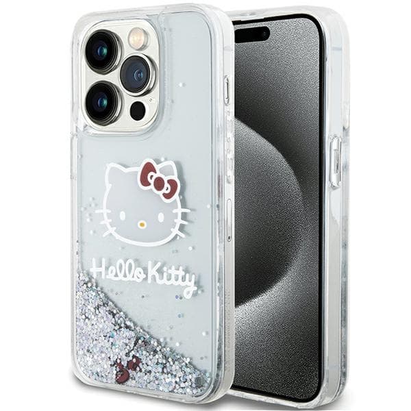 Hello Kitty HKHCP13LLIKHET iPhone 13 Pro / 13 6,1" silver/silver hårt skal Liquid Glitter Charms Kitty Head