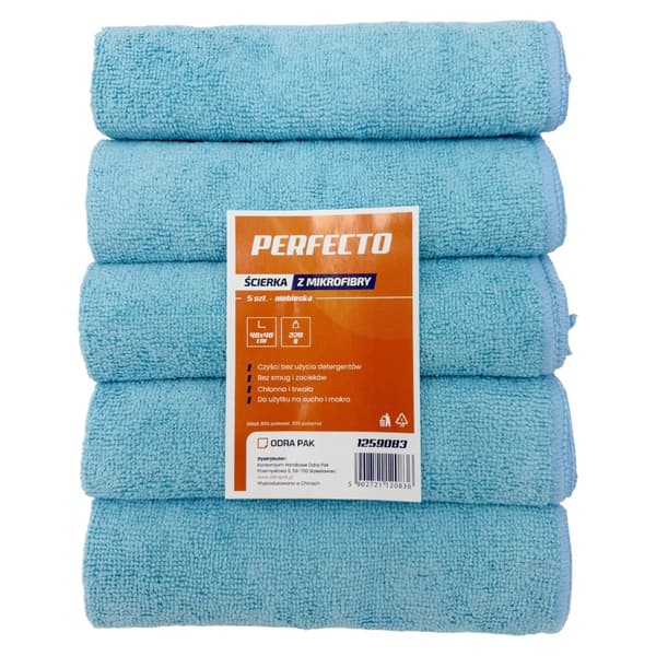 Mikrofiberklud 40x40cm Perfecto 5 stk blå