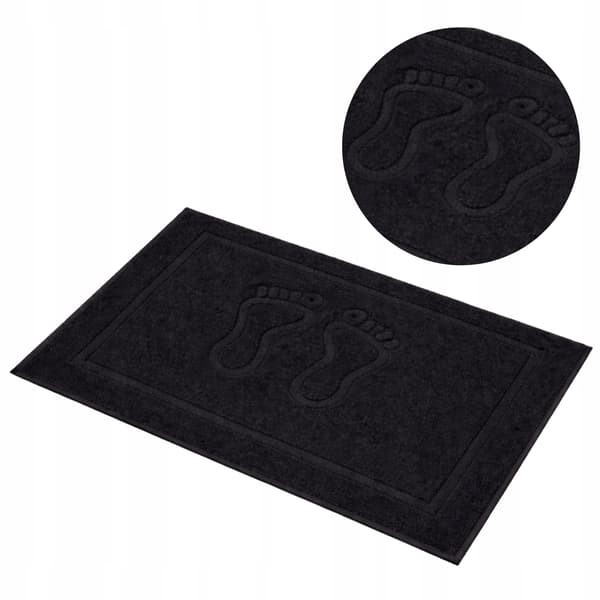 Absorberende badeværelsesmåtte, tyk, fodmåtte, 100% bomuld, sort, 50x70 cm