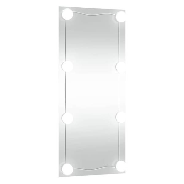vidaXL Väggspegel med LED, 30x80 cm, Glas, Rektangulär
