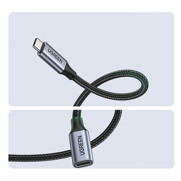 Holdbart USB-C 3.1 10 Gb/s forlængerkabel 1 m grå