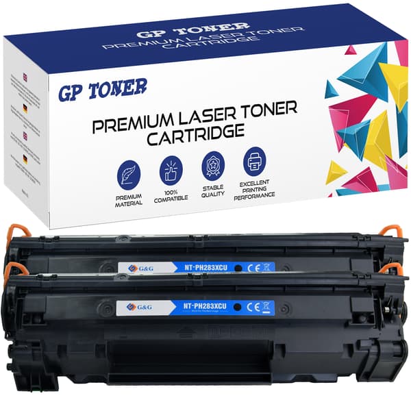 2x toner til HP 83A CF283X GP-HCF283X printer x2