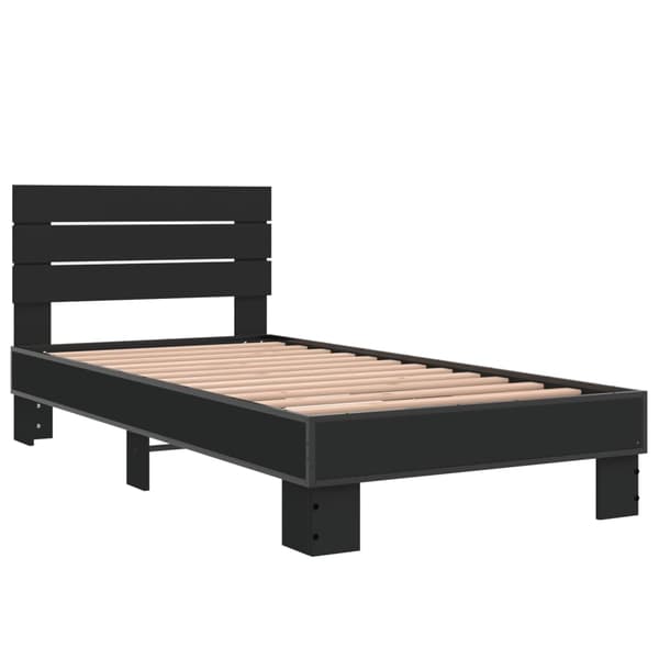 vidaXL sengestel sort 75x190 cm træ og metal