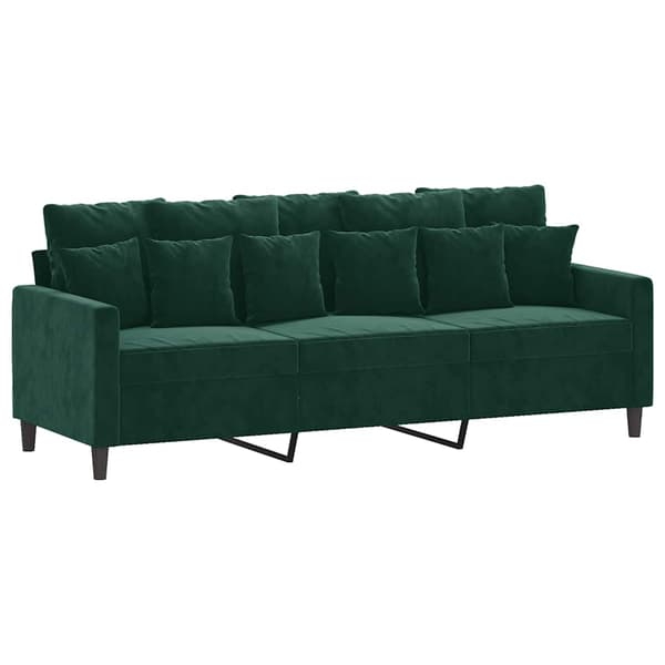 vidaXL 3-sitssoffa mörkgrön 180 cm klädd i sammet