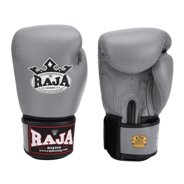 Raja Standard Boxningshandskar i Äkta Läder Grå 12OZ
