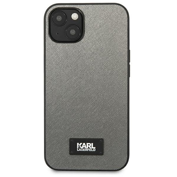 Karl Lagerfeld Saffiano Plaque-etui til iPhone 13, sølv