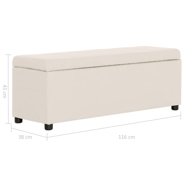 vidaXL Förvaringsbänk 116 cm krämfärgad polyester