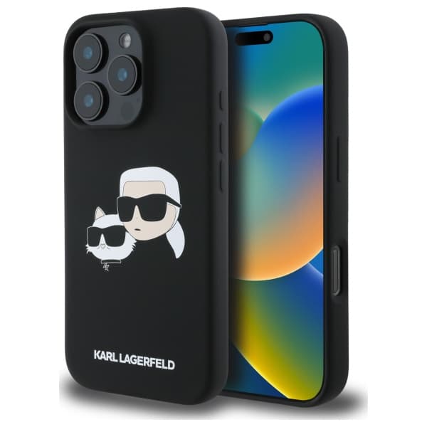Karl Lagerfeld Silikone Dobbelthoved Print MagSafe-etui til iPhone 16 Pro Max, sort