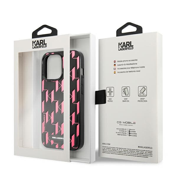 Karl Lagerfeld Monogram Plaque-cover til iPhone 13 Pro Max, lyserød