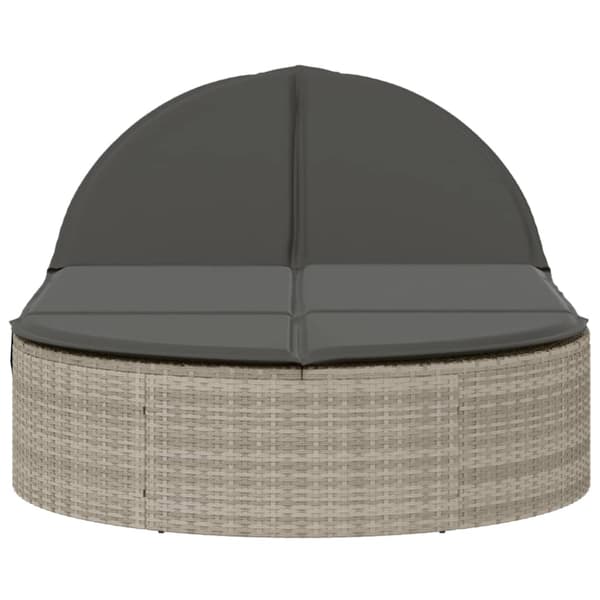 vidaXL dobbelt dagseng med hynder, lysegrå, polyrattan