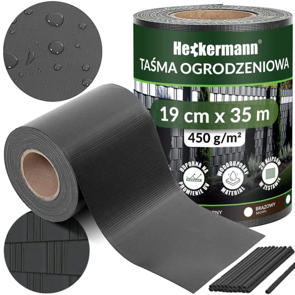 Heckermann Hegnstape 19cm x 35m - Mørkegrå
