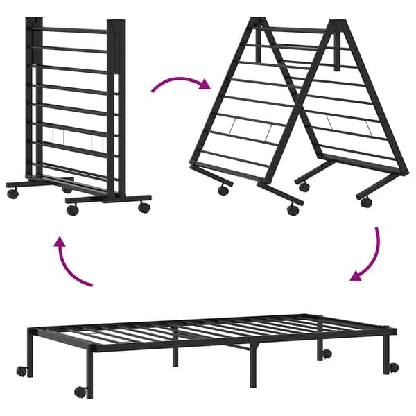 vidaXL foldbar sengestel uden madras sort 100x190 cm stål