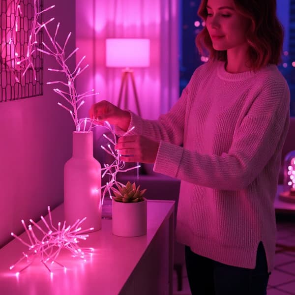 Julgransbelysning 288 LED larvformade kluster i rosa 2 m