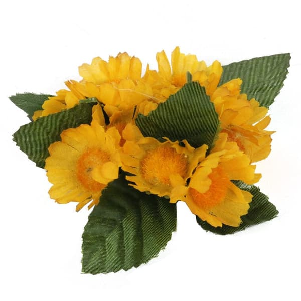 Kynttiläkoriste keltaisilla auringonkukilla 10 cm