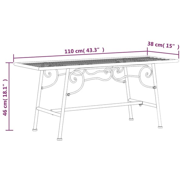 vidaXL Puunjalusta 110 cm musta teräs