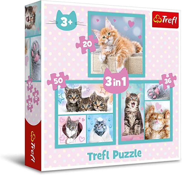 TREFL 34862 3-in-1 palapeli, söpöt eläimet
