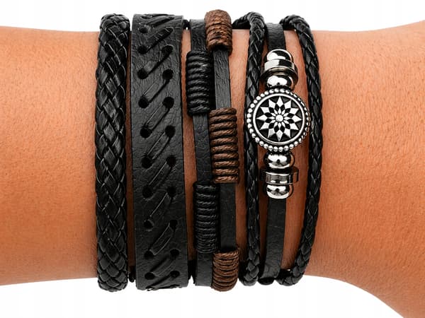 HERRLÄDERARMBAND I TITANIUM JUSTERBART 19-23CM GÅVA
