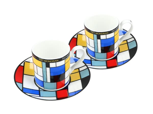 Carmani, 2x espressokoppar - Piet Mondrian/Komposition A