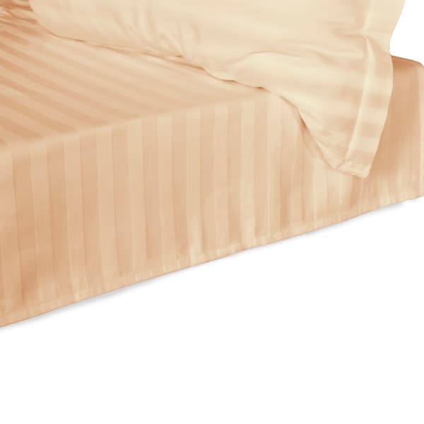 Bomullslakan med ränder, bambufiber, 220x260, beige