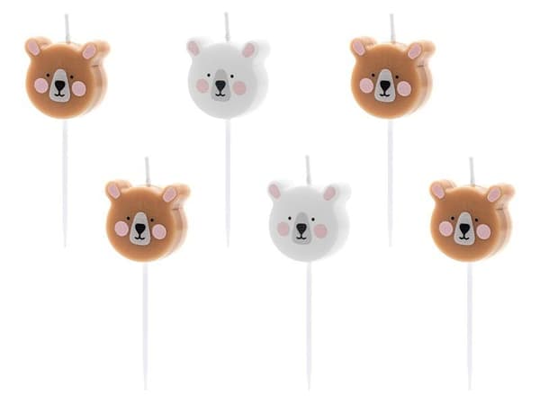 Bamse fødselsdagslys mix 3 cm 6 stk.