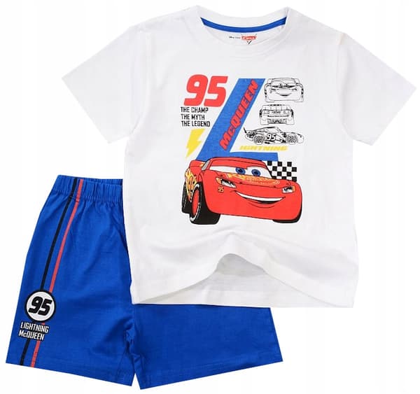 Biler drengepyjamas kortærmet hvid og blå 98