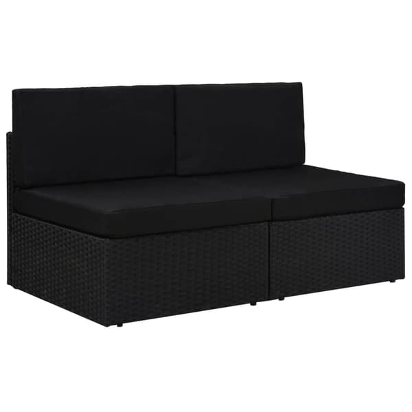 vidaXL 2-personers modulær sofa, PE-rattan, sort