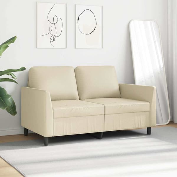 vidaXL 2-sitssoffa krämfärgad 120 cm konstläder