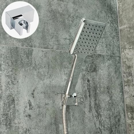 Justerbar rektangulær brusehovedholder i krom