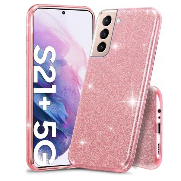 Glitter-cover til Samsung Galaxy S21+ Plus, lyserød