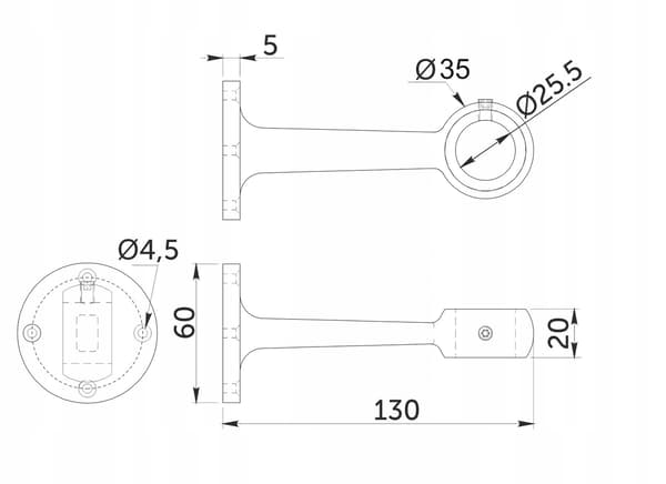 AFSTANDSHOLDER TIL RØRDIAMETER 25 MM KROM