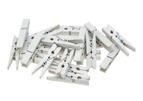Valkoiset klipsit 7,5 cm 12 kpl