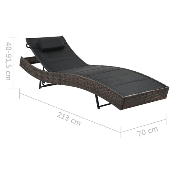 vidaXL Solstol, polyrattan och textilen, brun